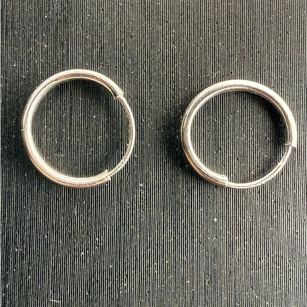 Solid 14k Italian White Gold Endless Hoops Or Nose Rings 10.46mm